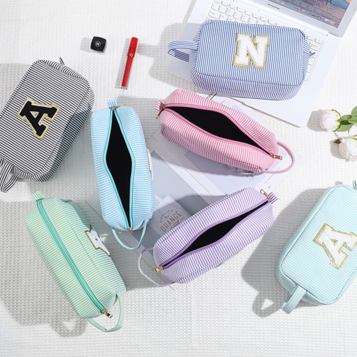 YOOLIFE Gifts for Women - Personalized Birthday Gifts for Women Her Mom Best Friend Bridesmaid Girlfriend Teacher, Monogram Initial Green Cute Makeup Bag Cosmetic Toiletry Pouch Bag Make Up Case A