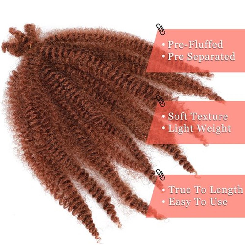 Marley Hair 10 Inch 7 Packs Ginger Marley Twist Braiding Hair for Soft Faux Locs Crochet Hair Pre Separated Springy Afro Twist Hair Cuban Twist Hair Pre Fluffed Spring Twist Hair Extensions (10",350)