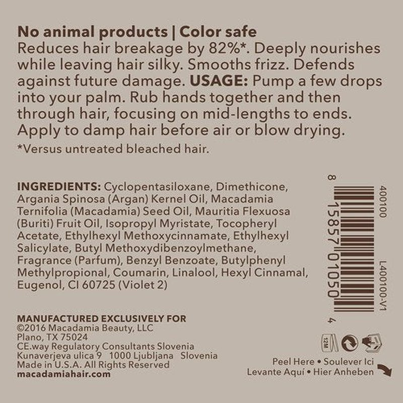 Macadamia Professional Hair Care Sulfate & Paraben Free Natural Organic Cruelty-Free Vegan Hair Products Nourishing Hair Repair Oil Treatment, 4.2oz, Clear