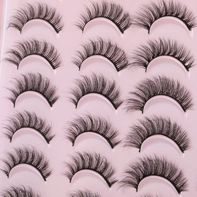 ALPHONSE False Lashes 3D Natural Short Wispy Fake Eyelashes Full Fluffy Wispies 15MM Faux Mink Eyelash Pack 20 Pairs 4 Styles Mixed