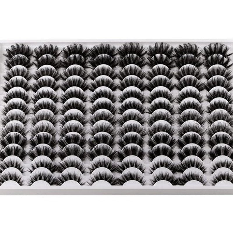 False Eyelashes 48 Pairs 6 Styles Mixed Fluffy Curled Fake Eye Lashes Bulk Wholesale Dramatic Thick 5D Wispy Strip Faux Mink Eyelashes Multipack