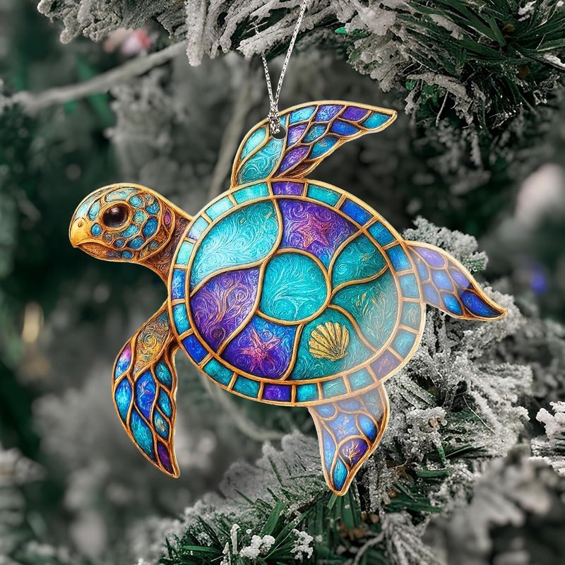 Sea Turtle Christmas Ornaments | Unique Suncatcher Gift for Sea Lovers - Perfect for Women & Moms