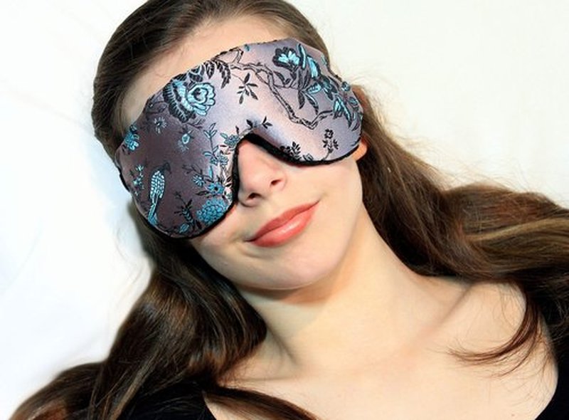 Candi Andi Handmade Opulence Yoga Eye Mask Pillow - Weighted Flaxseed Fill, Unscented, Satin & Velvet, Adjustable Strap - Ideal for Meditation & Restful Sleep -Birds in Paradise - TEMF-BP