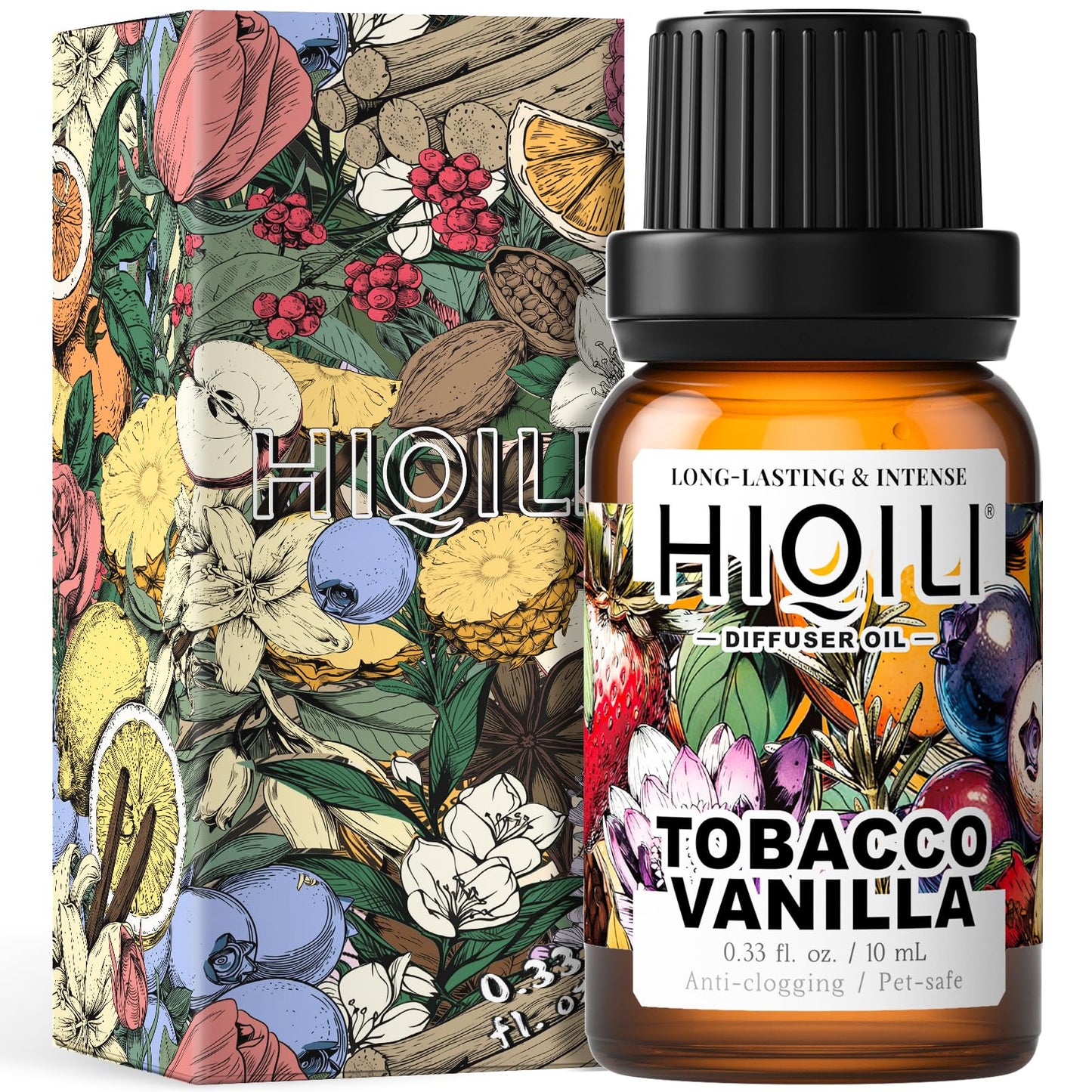 HIQILI Tobacco Vanilla Fragrance Oil, Refill for Diffusers & Humidifiers, Hotel-Grade Scent, Suitable for Home Use - 0.34 Fl Oz
