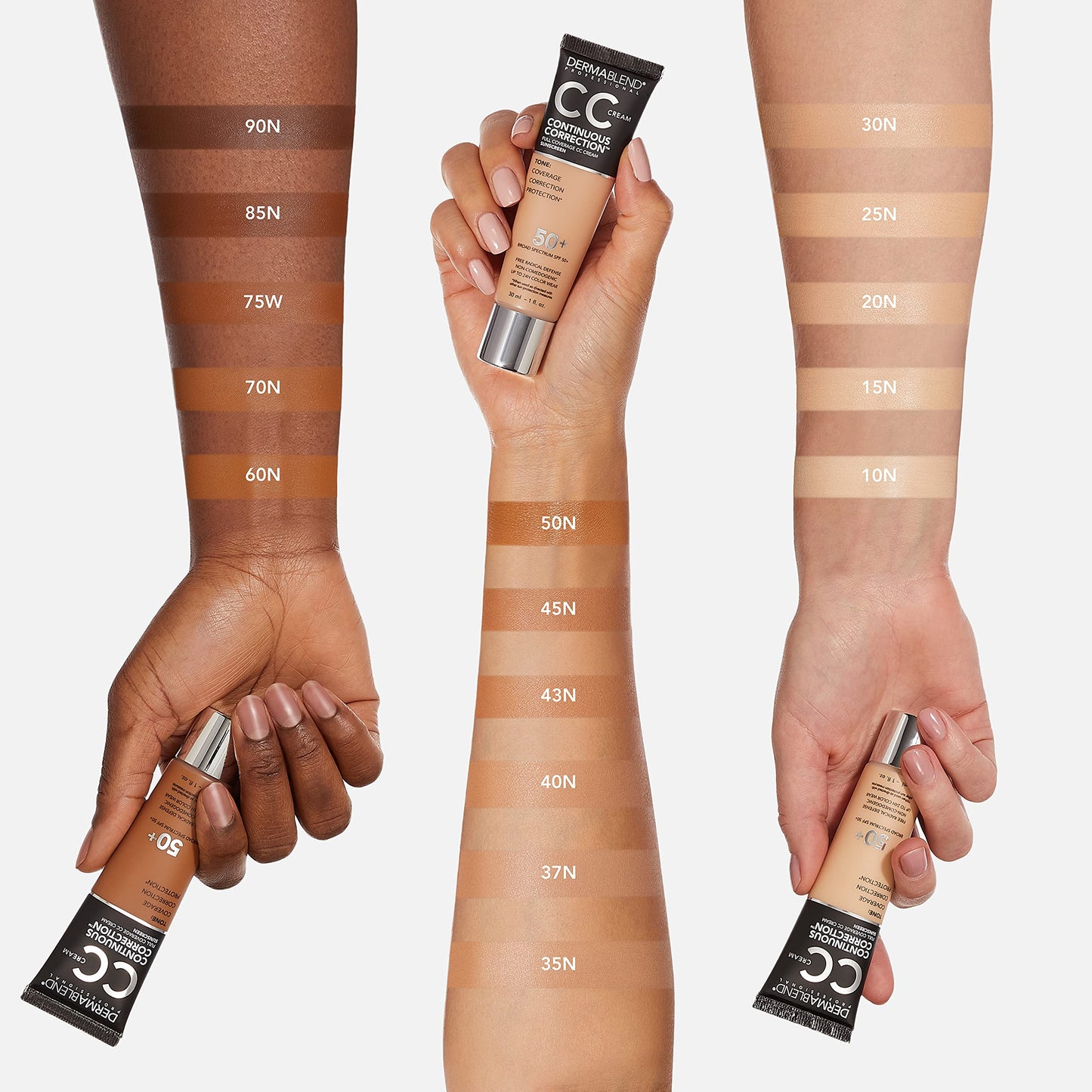 Dermablend Continuous Correctionâ„¢ Tone-Evening CC Cream Foundation SPF 50+, Full Coverage Foundation, Non-Comedogenic, 25N, Light Skin Tones ,1 Fl Oz (Pack of 1)