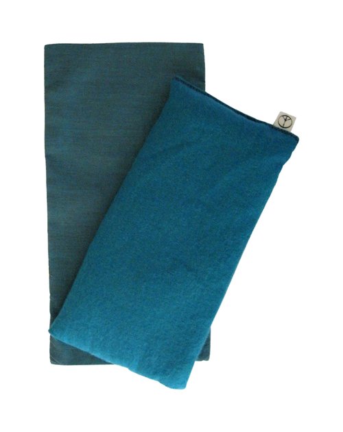Peacegoods Flax Eye Pillow w/Cover - Gift Set - Soft Cotton 4 x 8.5 - Washable - Unscented - Soft Cotton Flannel - Soothing Relaxing - teal green