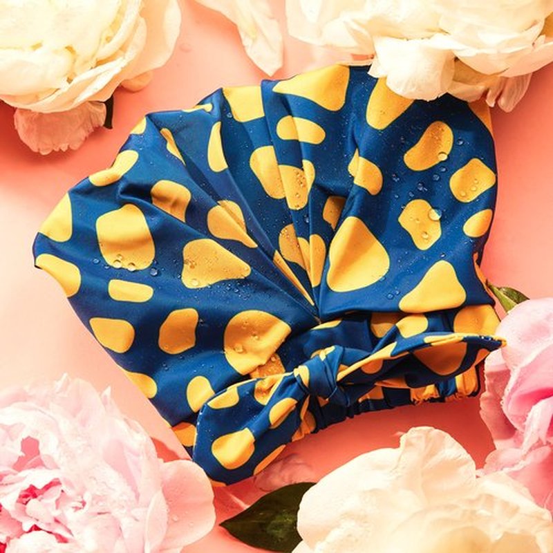 GRACE & COMPANY Luxury Shower Cap For Women - 100% Waterproof, Reusable, Washable & Breathable Shower Caps - Lemon Drop