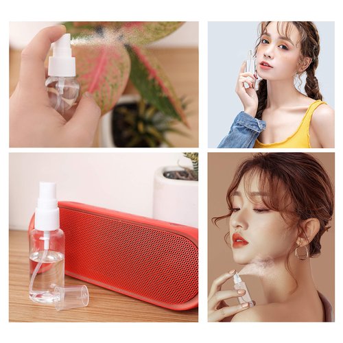 ZEROFIRE 2 Pack Spray Bottles 2oz Clear Plastic Empty Refillable Mini Spritzer for Travel, Cleaning, Gardening, Skin Care Atomizer for Essential Oils, Perfume