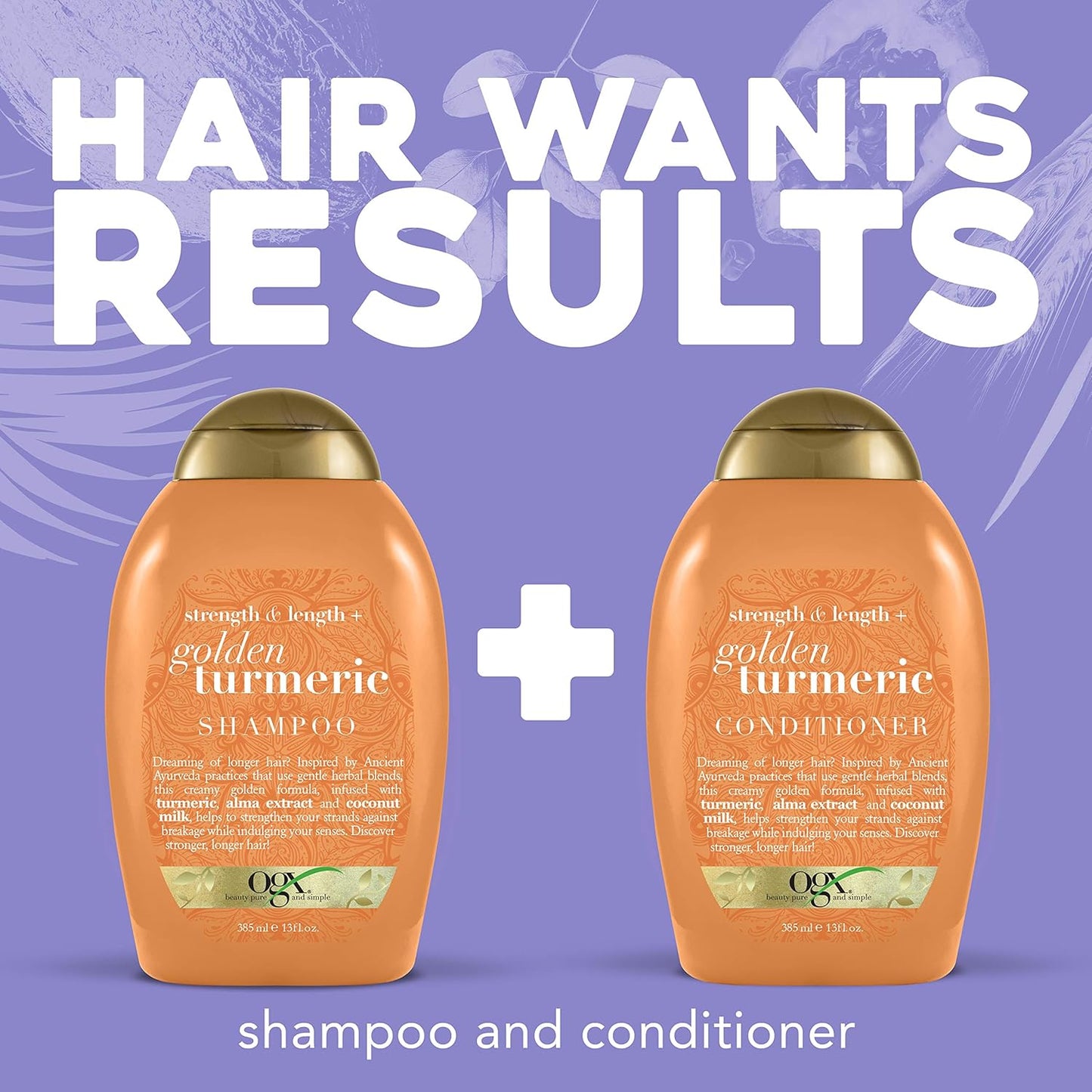 OGX Golden Turmeric Conditioner for Stronger, Longer Hair - Sulfate-Free, 13 Fl Oz