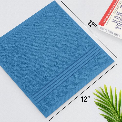 Utopia Towels 12 Pack Premium Wash Cloths Set (12x12Inches) 100% Cotton,Flannel, Ring Spun, Highly Absorbent and Soft Feel Washcloths for Bathroom, Spa, Gym, and Face Towel (Electric Blue)