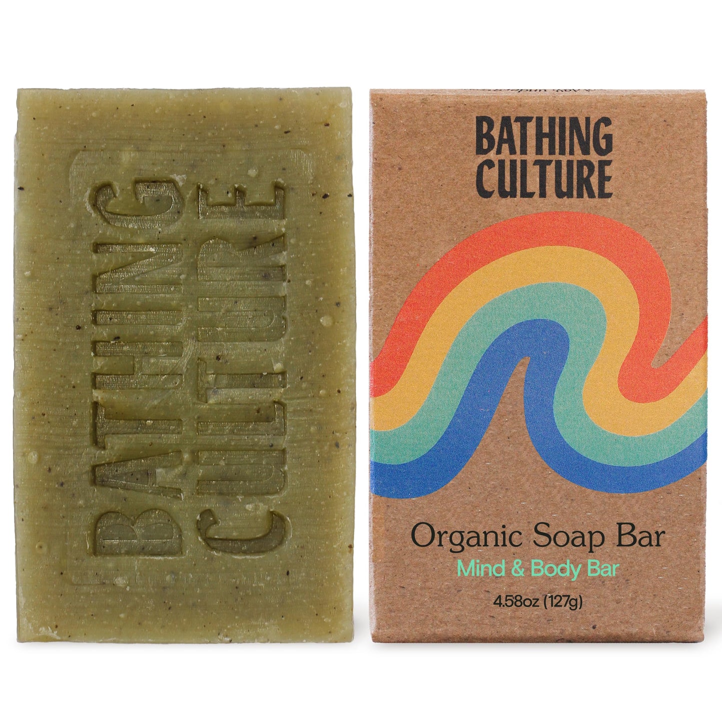 Bathing Culture Organic Soap Bar for Body, Exfoliating Natural Bar Soap Infused with Chlorella, Comfrey Root & Aloe, Biodegradable, Vegan, 4.58 oz, 127g