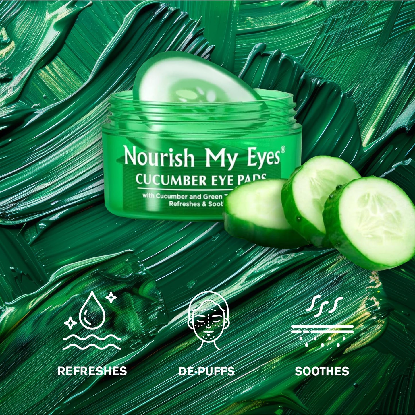 Fran Wilson NOURISH MY EYES Cucumber and Green Tea Pads - 36 Pads each (PACK OF 6) At-Home Spa Treatment to refresh and decrease puffiness under the eyes