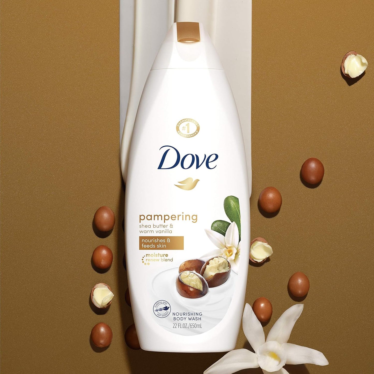 Dove Pampering Body Wash Nourishes & Feeds Skin Shea Butter with Warm Vanilla Effectively Washes Away Bacteria While Nourishing Your Skin 44.0 Fl Oz, (Pack of 2)