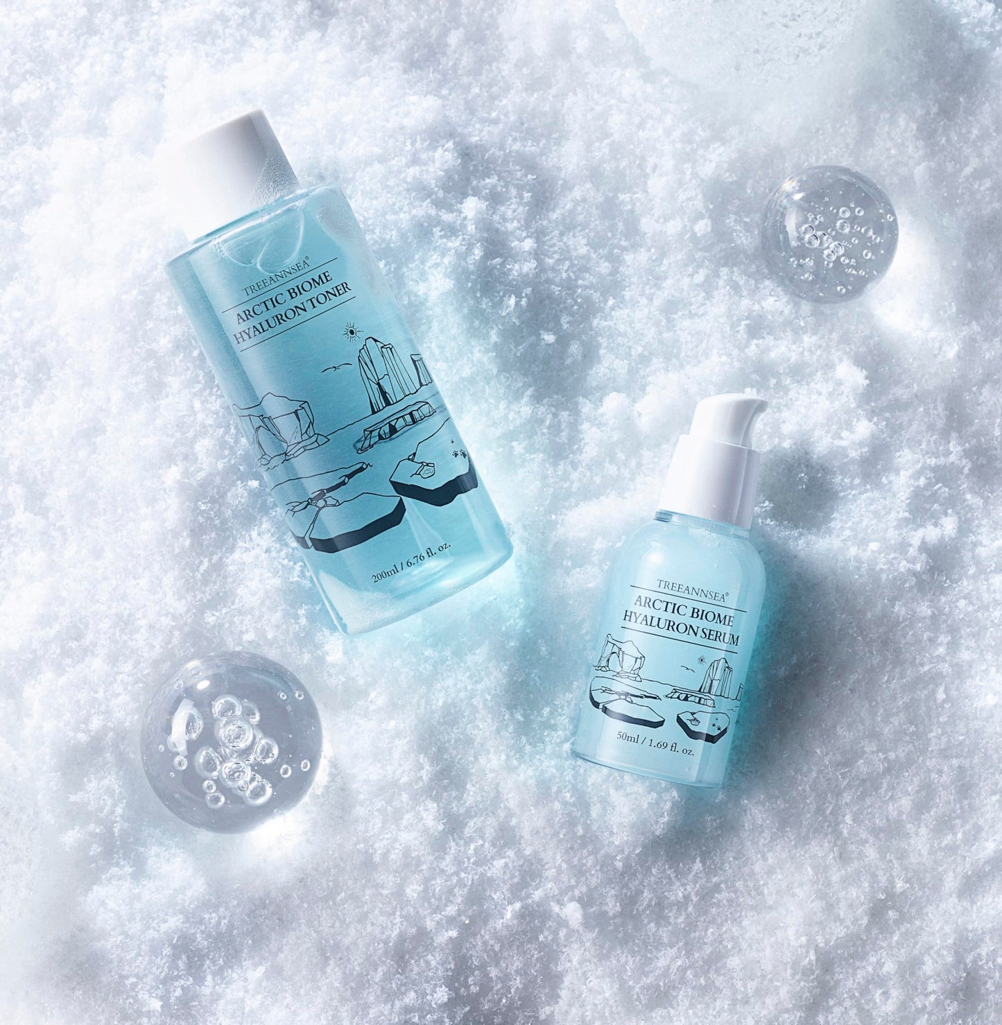 TREEANNSEA Arctic Biome Hyaluron Serum, Hydrating Facial Serum with Arctic Glacial Water, Polar Biome Complex and Hyaluronic Acid, Lightweight Formula, Korean Skincare (50ml/1.69 fl.oz.)