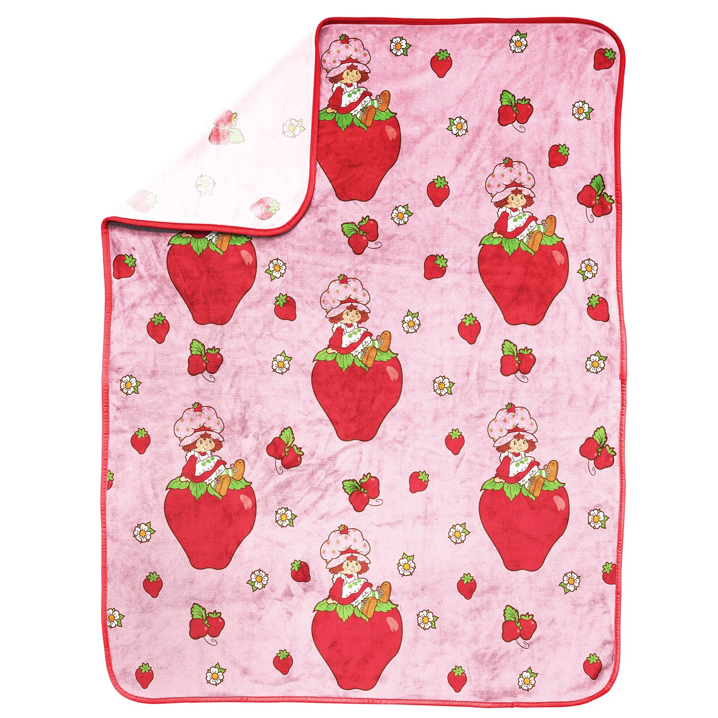 Jay Franco Strawberry Shortcake Fleece Blanket and Pillow Set, 40 x 50 Inch, Kids Super Soft Cozy 2 Piece Travel Set, Machine Washable, Non-Toxic, Gift for Girls and Boys (Officially Licensed Product)