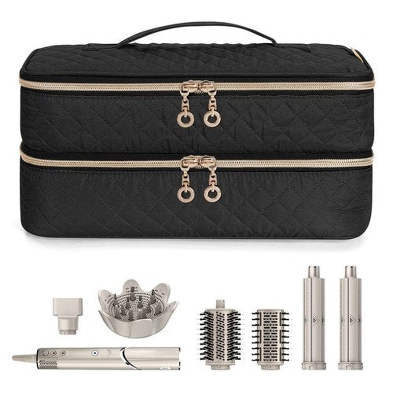 Teamoy Travel Carrying Case Compatible with Shark FlexStyle Styling (HD 435/430),Double-Layer Hair Accessories Tools Storage Bag for Hair Dryer Airwrap Styler and Attachments, Black