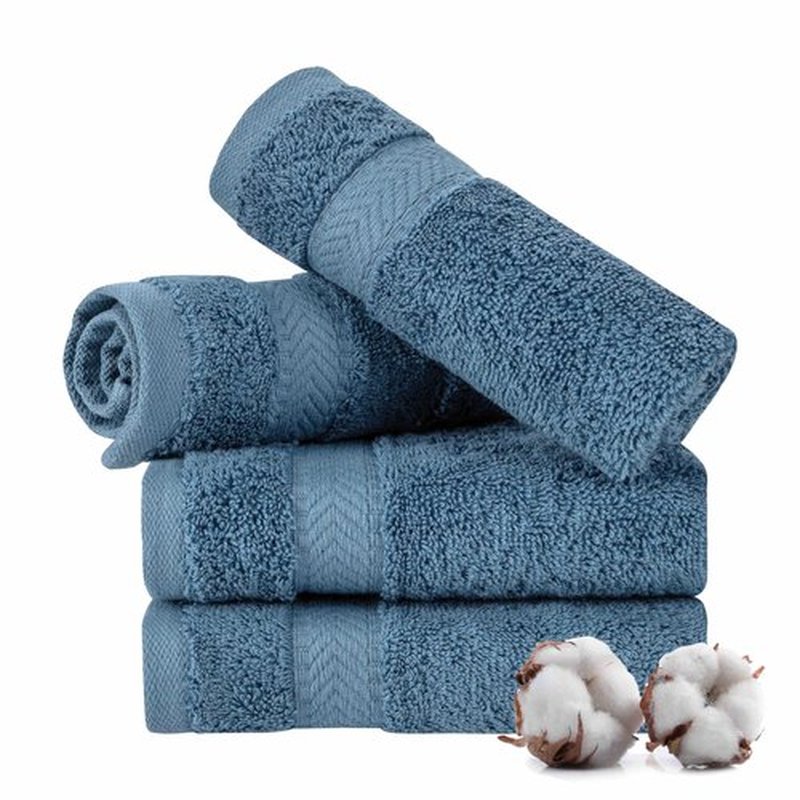TEXTILOM Washcloths for Body and Face – Hotel and Spa Quality & Soft & Absorbent & Quick Dry Wash Cloths for Your Body – 100% Turkish Cotton Wash Clothes Towel Set of 4 (13 x 13 inches) - Blue