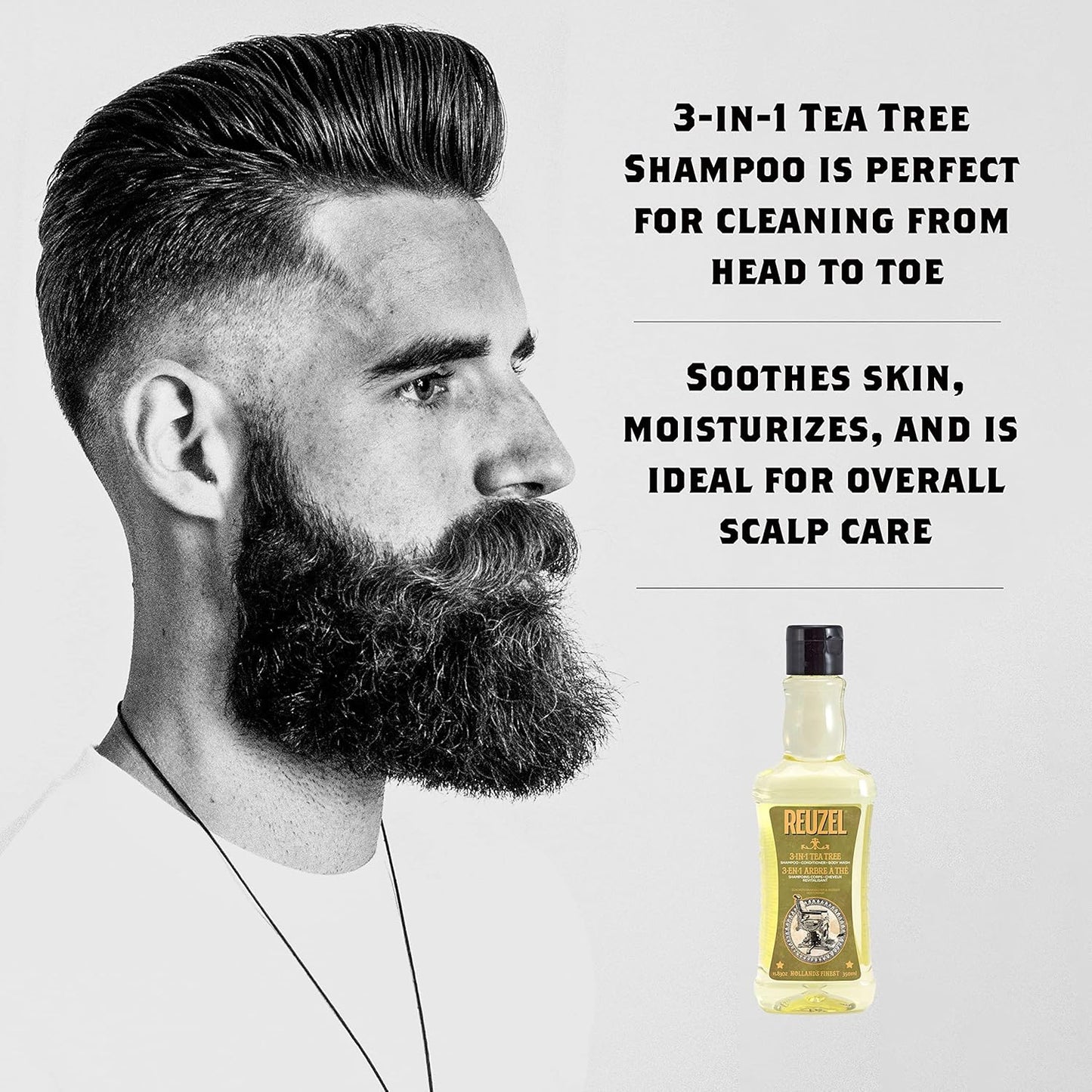 Reuzel 3-In-1 Tea Tree Shampoo, Cleanses Hair and Body