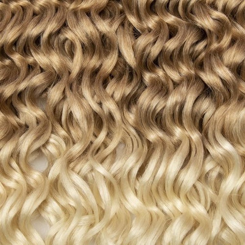 Ocean Wave Crochet Hair Blonde Deep Wave Curly Crochet Hair For Women 24inch Hawaii Curly Braiding Hair Synthetic Bohemian Crochet Braid Water Wave Crochet hair Extensions (6Packs, 27/613)