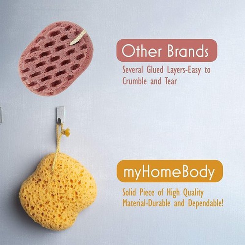myHomeBody Bath Sponge, Foam Loofah Sponge, Body Sponge for Shower – Large Size, Lots of Lather, Curvy, 3 Pack