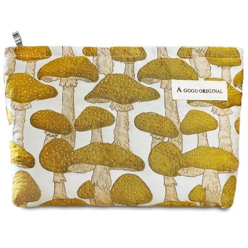 STARDW Cute Makeup Bag Cosmetic Bags for Women and Girls,Travel Makeup Bag Large Capacity Canvas Makeup Bag,Makeup Organizer Bag Zipper Pouch (Yellow Mushroom)