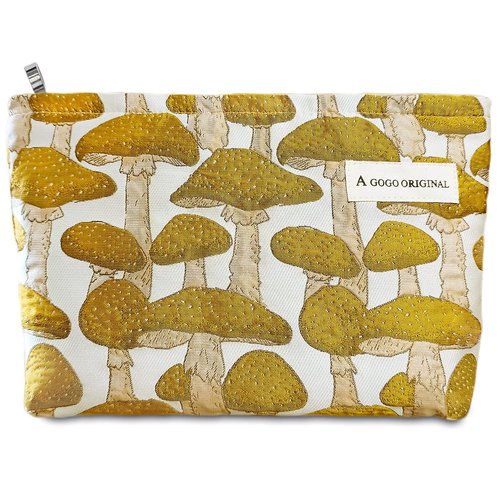 STARDW Cute Makeup Bag Cosmetic Bags for Women and Girls,Travel Makeup Bag Large Capacity Canvas Makeup Bag,Makeup Organizer Bag Zipper Pouch (Yellow Mushroom)