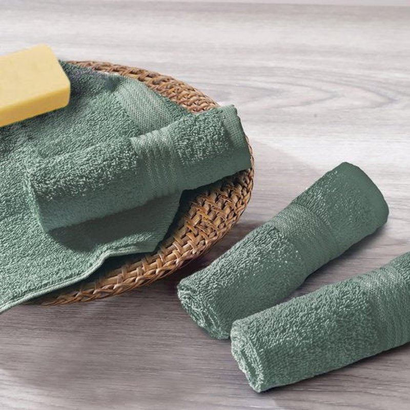 Belizzi Home Ultra Soft Cotton Washcloths, Contains 12 Piece Face Cloths 12x12 inch, Ideal for Everyday use Face Towels, Compact & Lightweight Multi Purpose Washcloths - Jade
