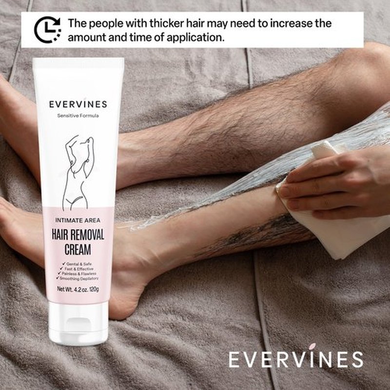 Evervines hair removal cream for women: whole body intimate bikini line face leg underarm area depilatory - home travel use with scraper (4.3oz).