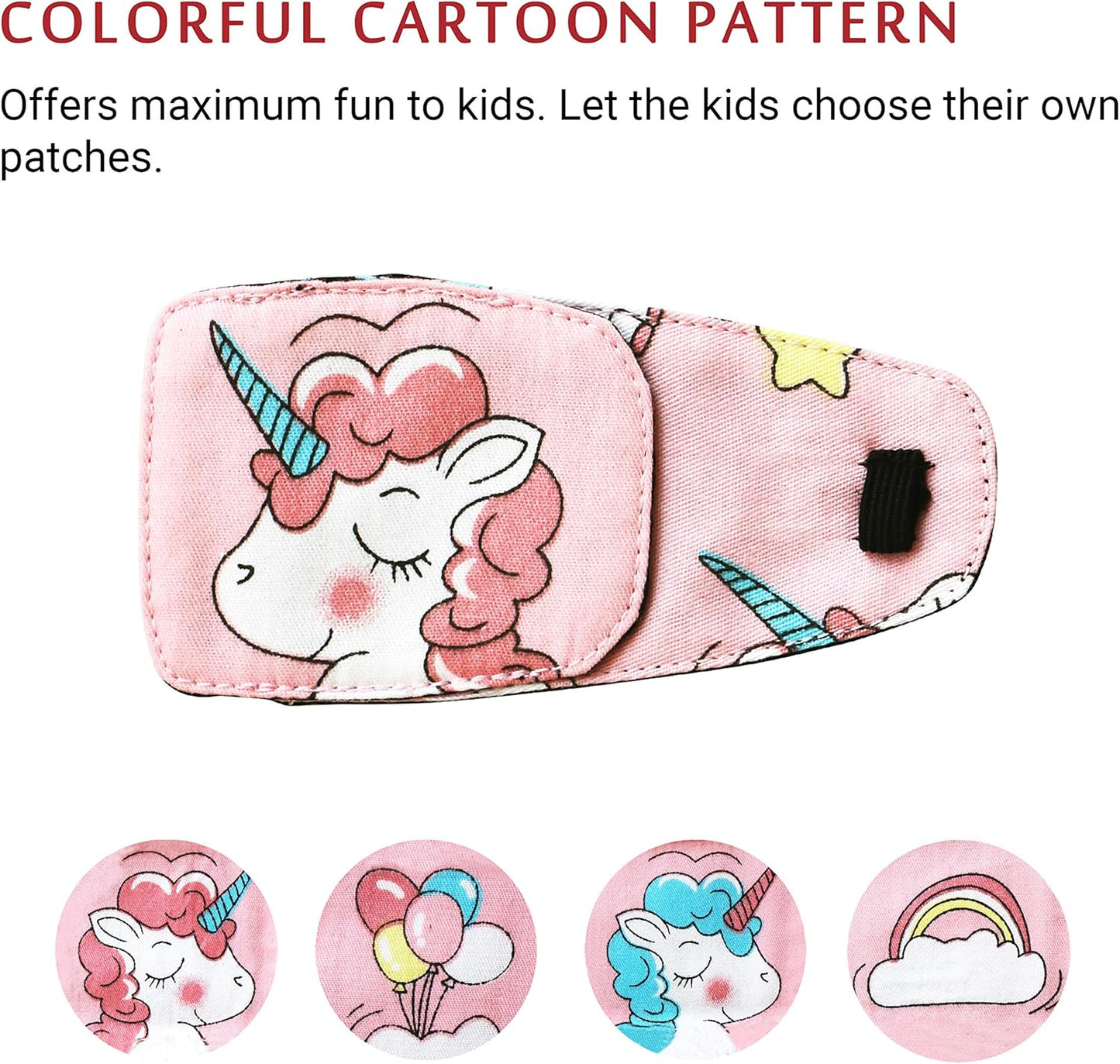 Cotton & Silk Eye Patch for Kids - Left Eye Design | Pink Hair Unicorn