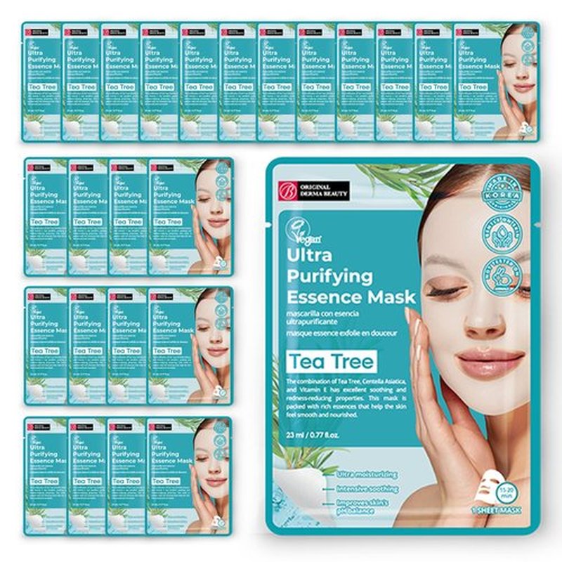 Innerest Original Derma Beauty Collagen Face Masks 24 PK Ultra Purifying Tea Tree Face Mask Skin Care Sheet Masks Set for Beauty & Personal Care Korean Face Mask