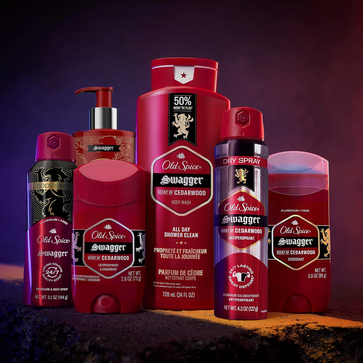 Old Spice Men's Antiperspirant & Deodorant Swagger Cedarwood Scent, Red Collection, 2.6 oz