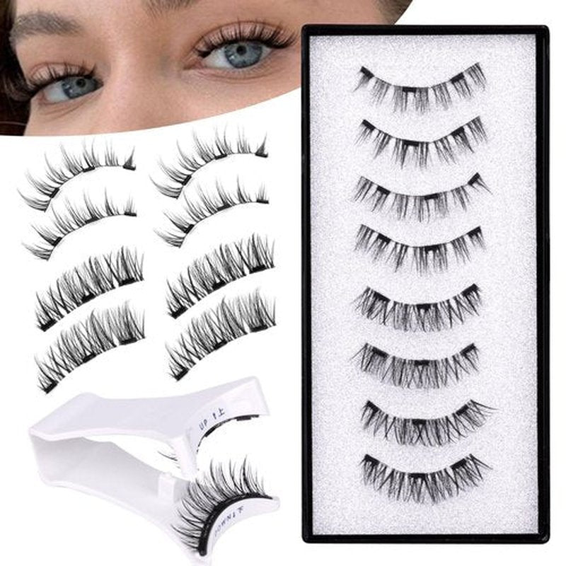 JIMIRE Magnetic Eyelashes Natural Look Cat Eye Wispy Magnetic Lashes with Applicator Reusable Magnetic Eyelashes No Glue Needed Magnetic Lashes 2 Styles Mix Clear Band Eyelashes All Day Comfort