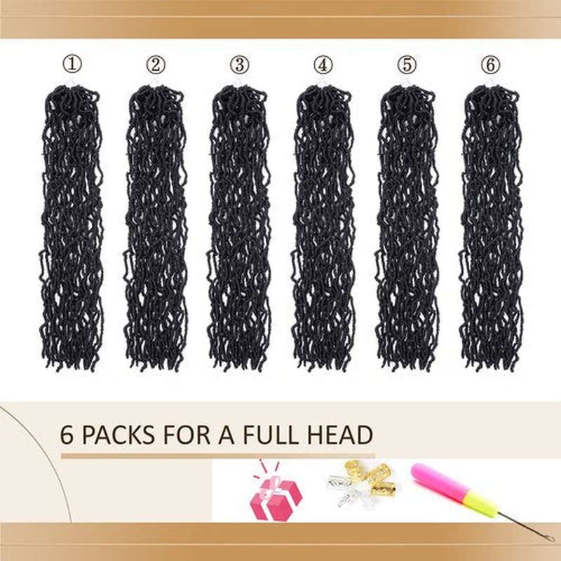 Faux Locs Crochet Hair Soft Locs 42 inch 6 Packs Long Pre Looped Crochet Locs Goddess Locs Crochet Hair For Black Women Braiding Hair Extensions (42 Inch (Pack of 6), 1B)