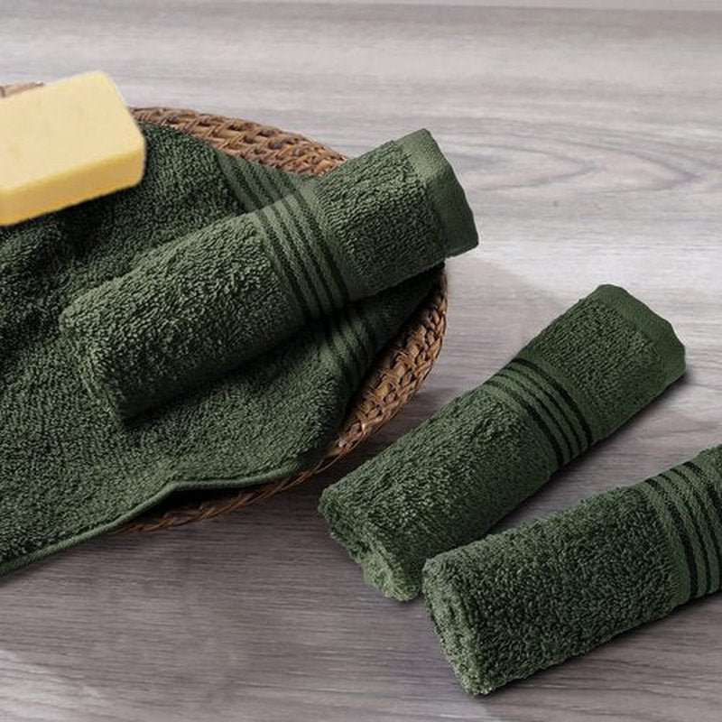Belizzi Home Ultra Soft Cotton Washcloths, Contains 24 Piece Face Cloths 12x12 inch, Ideal for Everyday use Face Towels, Compact & Lightweight Multi Purpose Washcloths - Olive Green