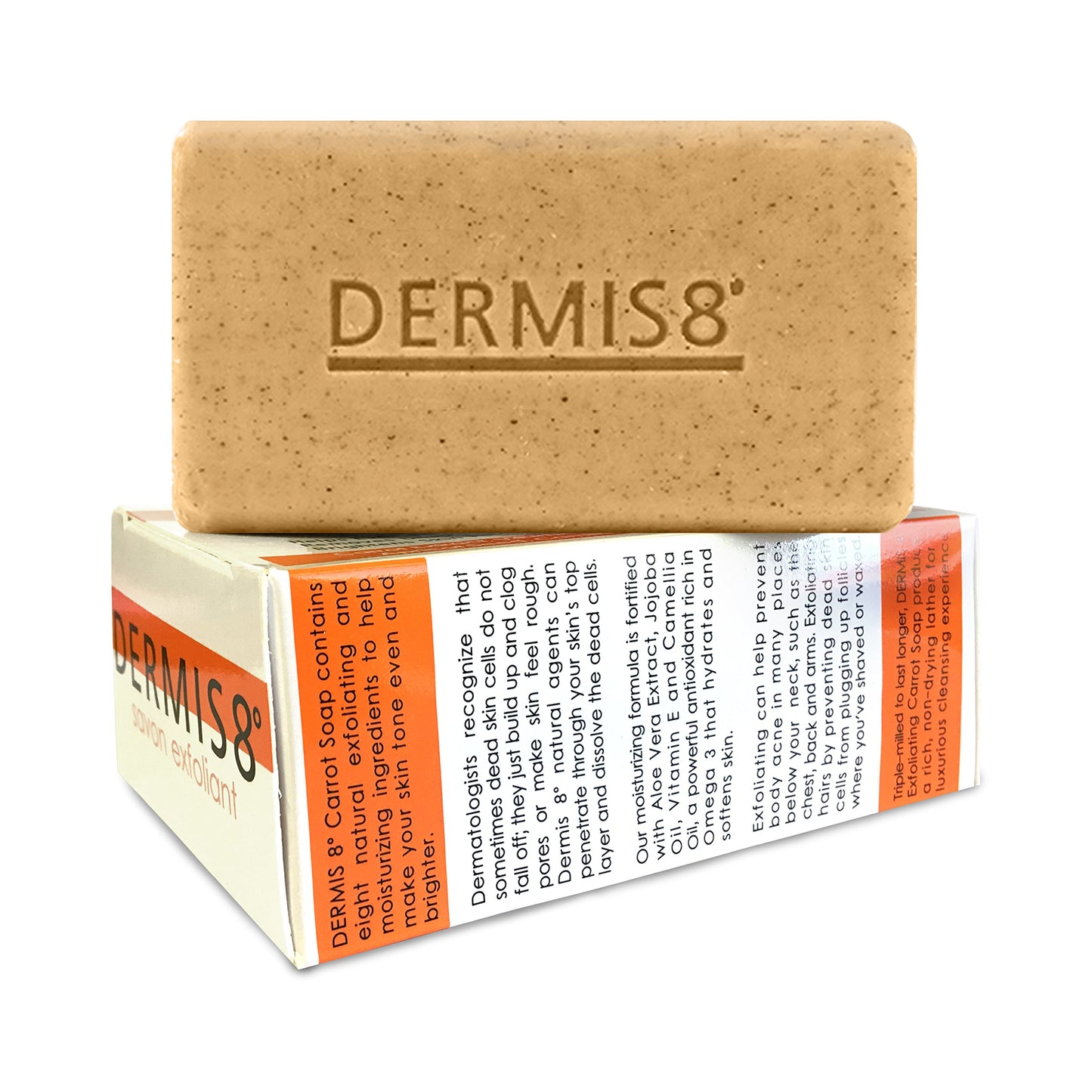 Dermis8° Dermis 8 Exfoliating Beauty Bar Soap with Carrot & Camellia Oil, 200gr