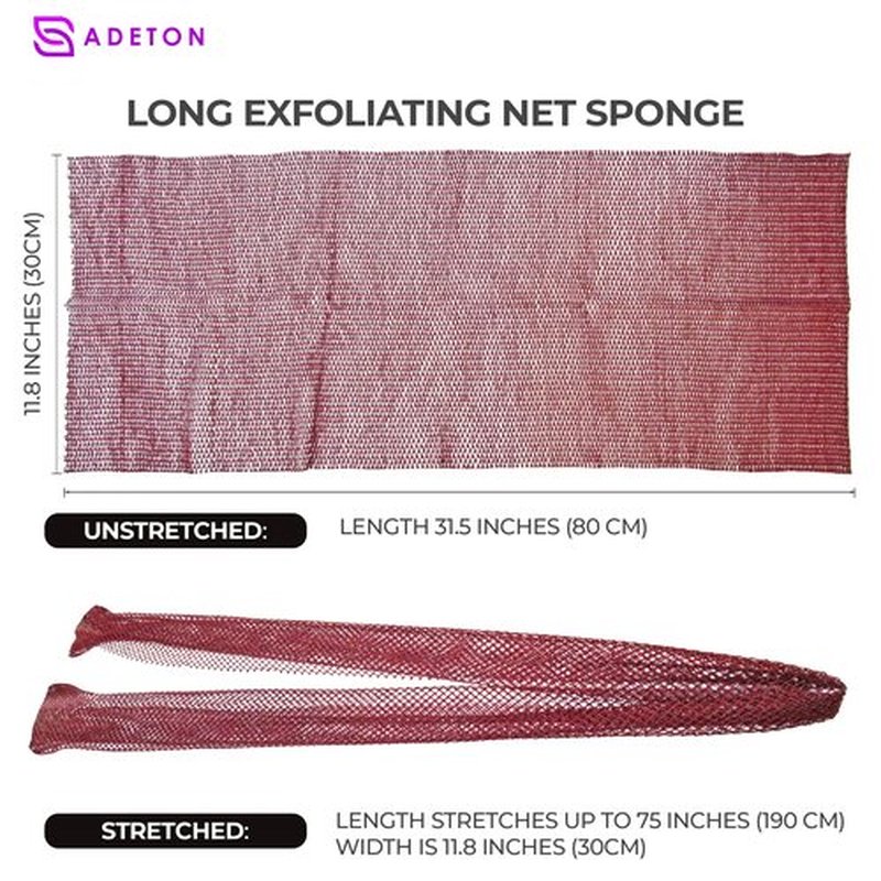 Adeton African Net Sponge, Authentic, Real, Black Owned, Exfoliating Bath Wash Cloth, Net Sponge, Body Exfoliator, Sapo, Shower Bath Accessories, Back Foot Scalp Scrub, Dead Skin Remover (Burgundy)