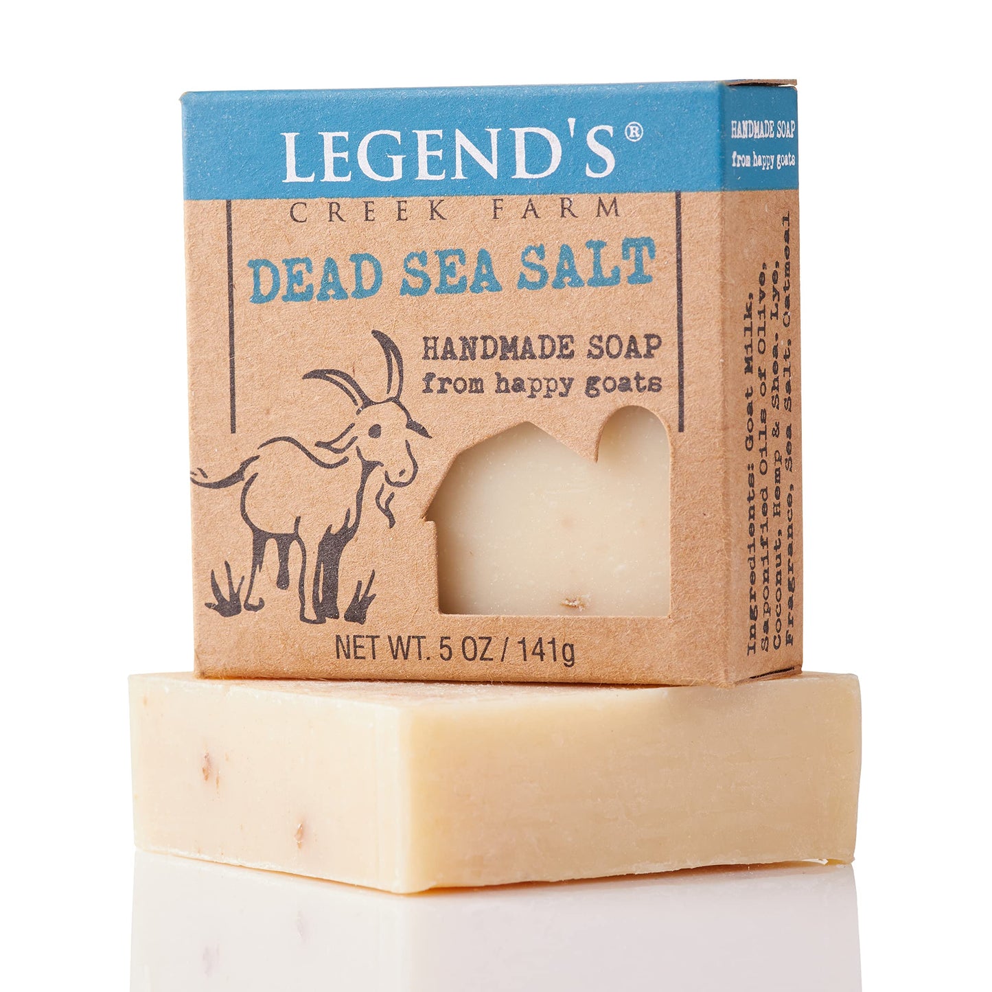 Legend's Creek Farm Goat Milk Soap - Cleansing Moisturizing Bar for Hands and Body - 5 Oz Creamy Lather, Nourishing, Gentle Natural Soap for Sensitive Skin (Dead Sea Salt, Pack of 5)