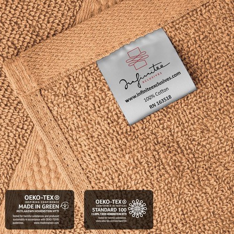 Infinitee Xclusives Premium Wash Cloths for Showering [13x13] – 100% Cotton Washcloths [Pack of 12], Soft and Absorbent Face Towels for Bathroom Wash Clothes, Gym, and Spa |Cosmic Sand|
