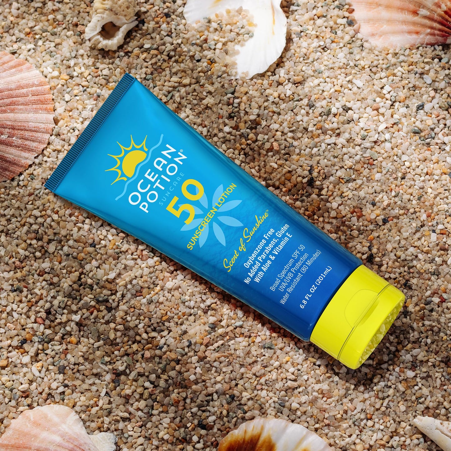 Ocean Potion SPF 50 Sunscreen Body Lotion, Broad Spectrum UVA/UVB Sun Protection with Aloe and Vitamin E, Water-Resistant Non-Greasy Sunscreen, 6.8 oz