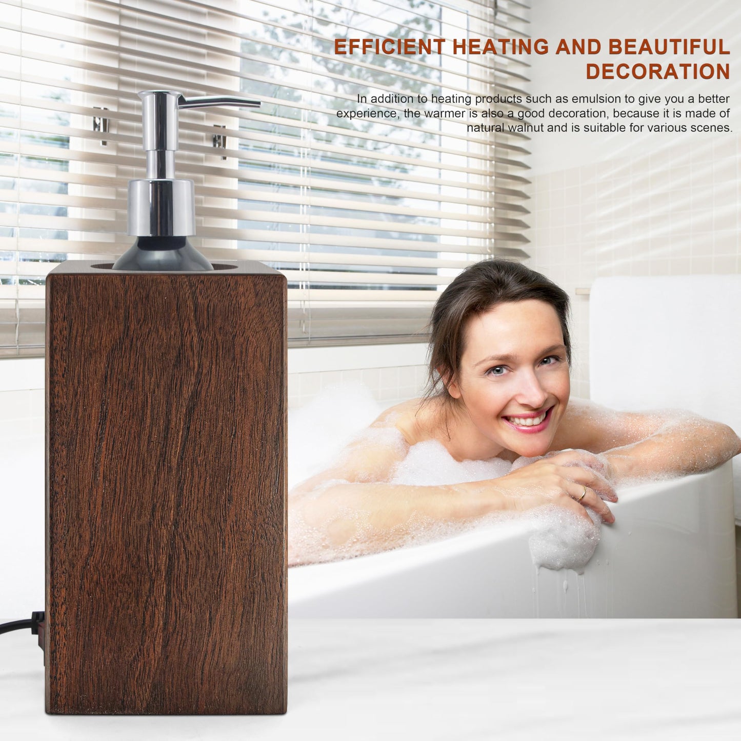 Walnut Wood Massage Oil Warmer Automatic Heating Faster with 2 Massage Oil Pump Bottles Lotion Warmer Dispenser Heated 122-140°F Suitable for Salon Spa Electric Oil Warmer Massage Elitzia ETAW02S
