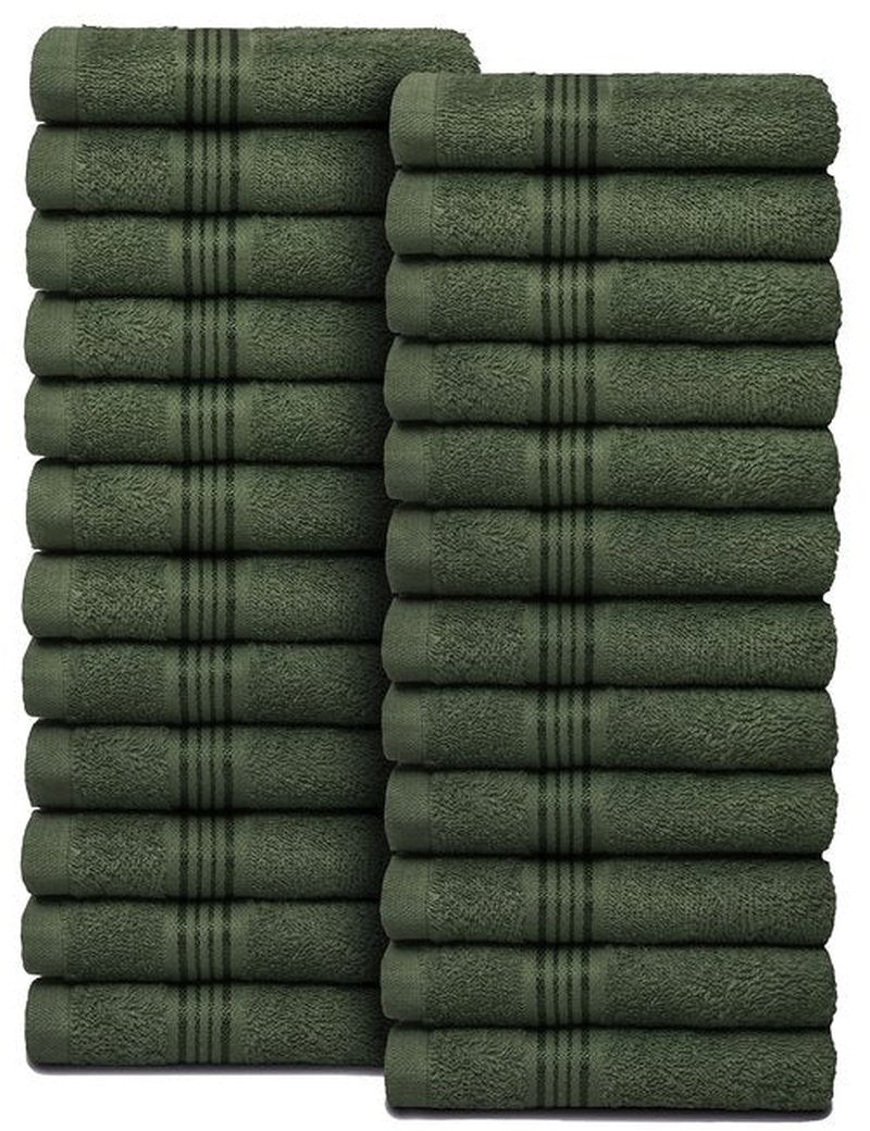Belizzi Home Ultra Soft Cotton Washcloths, Contains 24 Piece Face Cloths 12x12 inch, Ideal for Everyday use Face Towels, Compact & Lightweight Multi Purpose Washcloths - Olive Green