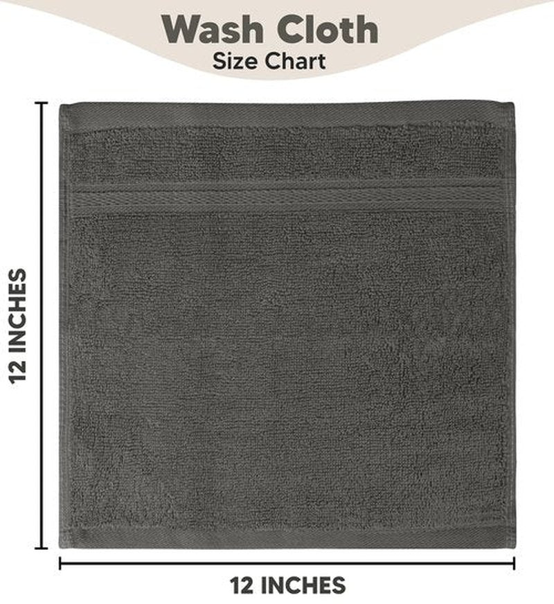 Towel and Linen Mart 100% Cotton - Wash Cloth Set - Pack of 4, Quick Dry, Luxurious, Highly Absorbent and Soft Feel Premium Spa & Hotel Perfect for Daily Use (12 X 12 Grey)