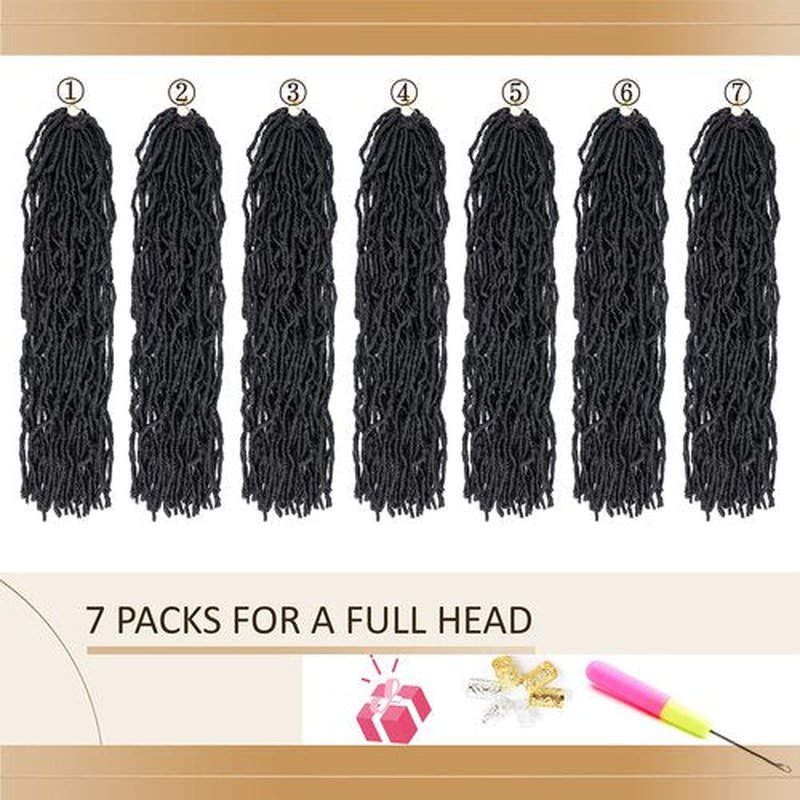 Faux Locs Crochet Hair Soft Locs 18 inch 7 Packs Short Pre Looped Crochet Locs Goddess Locs Crochet Hair For Black Women Braiding Hair Extensions (18 Inch (Pack of 7), 1B)