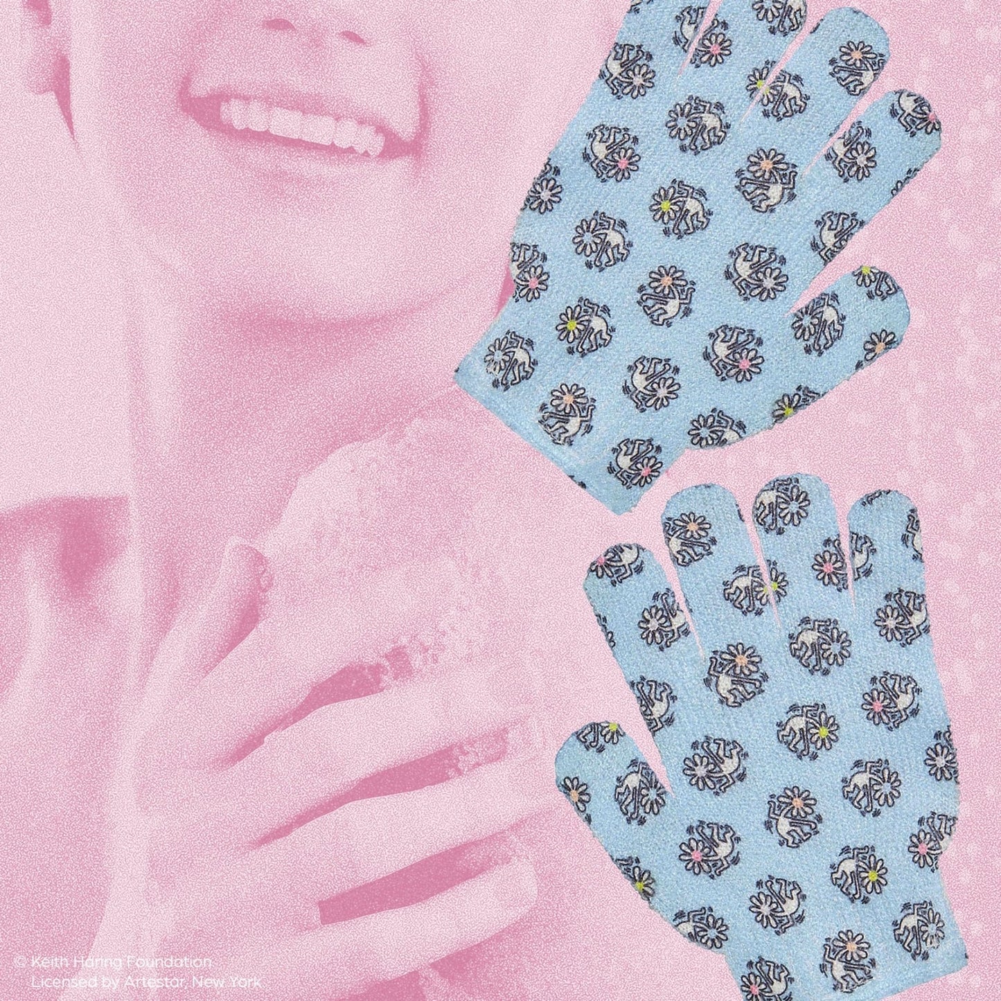 Keith Haring Bath & Shower Exfoliating Spa Gloves – Reusable Exfoliating Body Scrubber & Gentle Exfoliating Glove Set for Smooth Skin (Super Fresh)