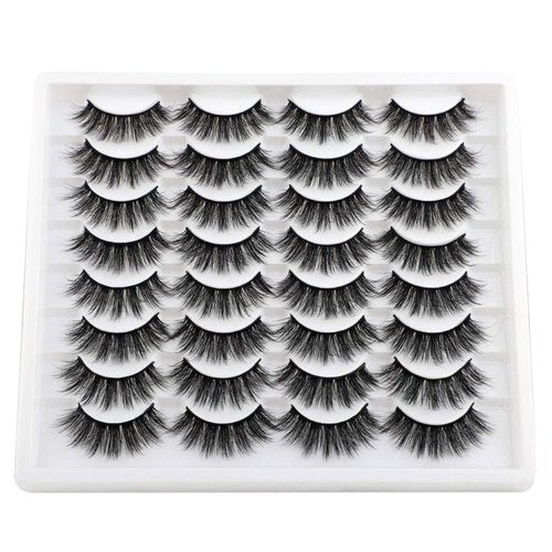 JIMIRE 16 Pairs False Eyelashes Fluffy Volume Natural Fake Lashes 3D Faux Mink Lashes Pack