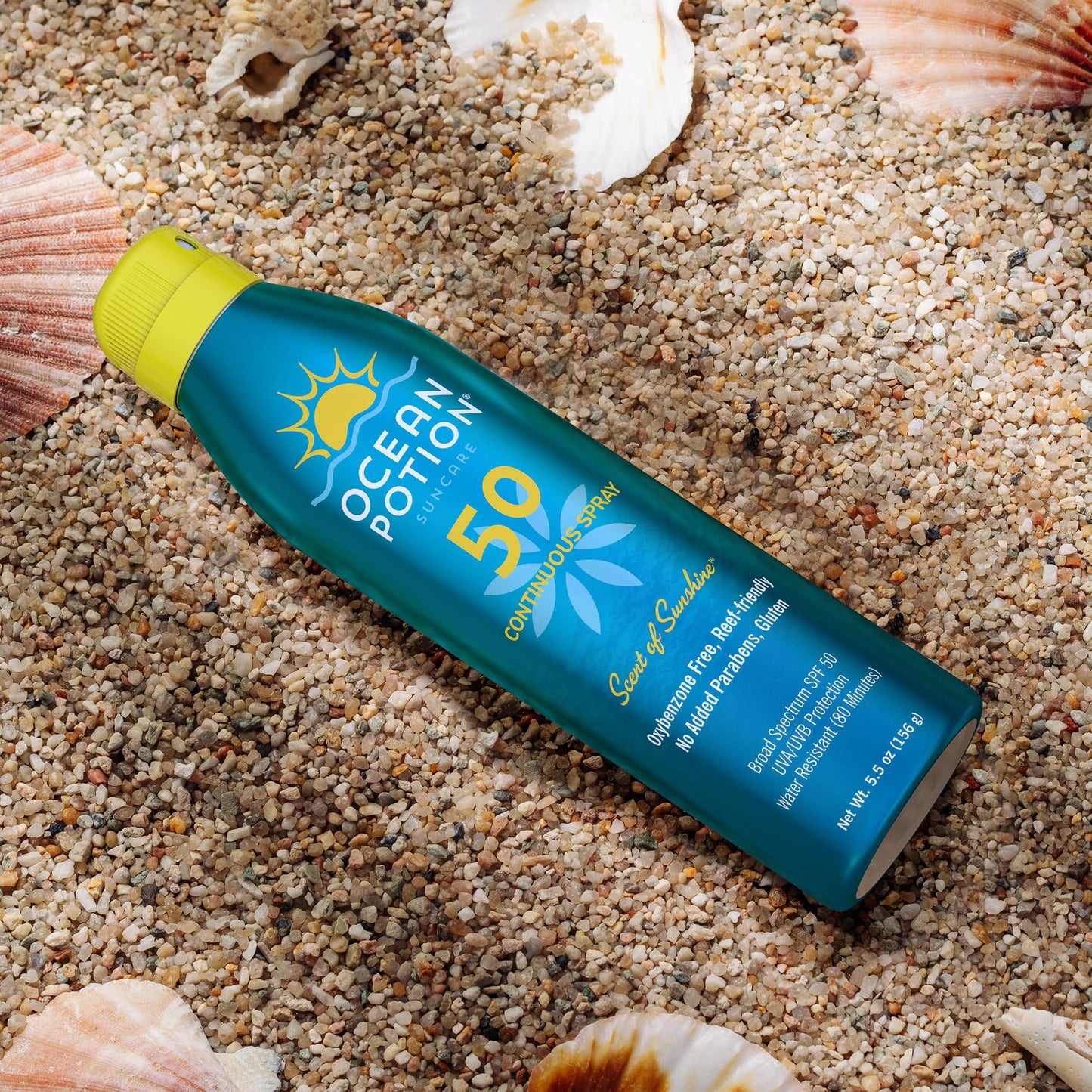 Ocean Potion Sun Care Continuous Sunscreen Spray SPF 50, Broad Spectrum UVA/UVB Protection Body Spray with Vitamin E & Aloe, Non-Greasy, Water-Resistant, 5.5 oz