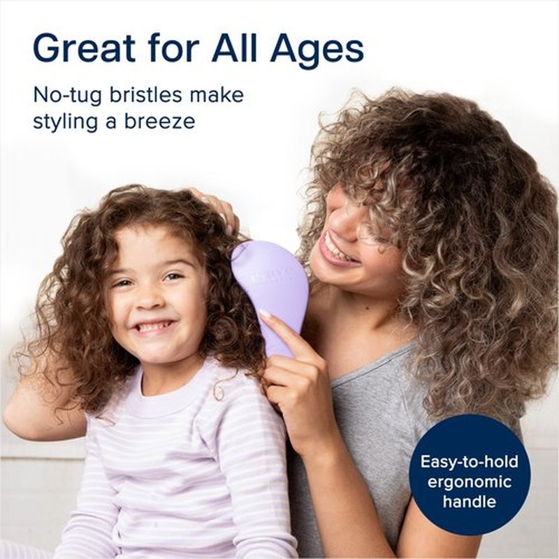 Crave Naturals Glide Thru Detangling Brush - Detangler Brush for Natural, Curly, Straight, Wet and Dry Hair for Adults and Kids - Hair Brush for Little Girls, Toddlers, Teens - 7.5 x 3 inches, Purple