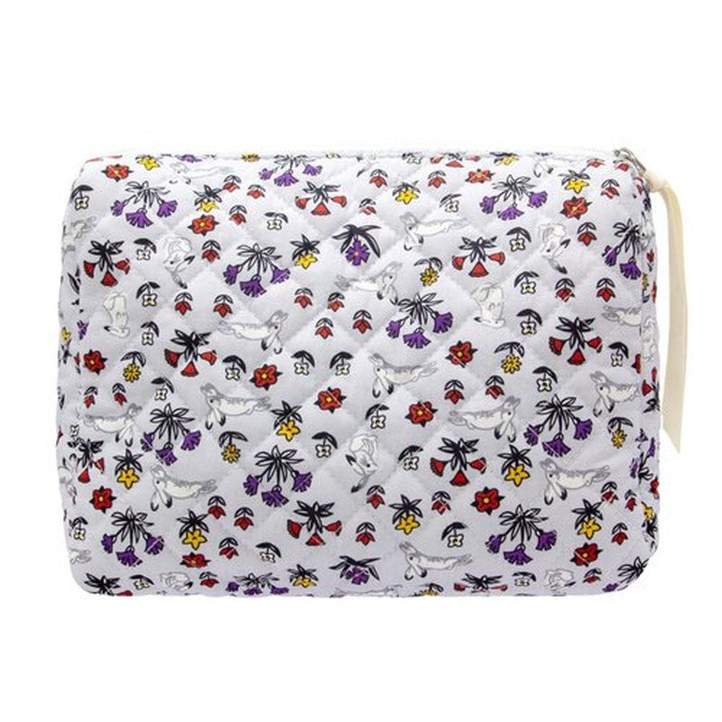 PAZIMIIK Cotton Makeup Bag for Women Large Quilted Travel Cosmetic Pouch Girls' Make Up Organizer,Bunny Blue