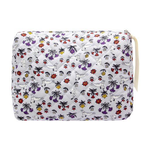 PAZIMIIK Cotton Makeup Bag for Women Large Quilted Travel Cosmetic Pouch Girls' Make Up Organizer,Bunny Blue