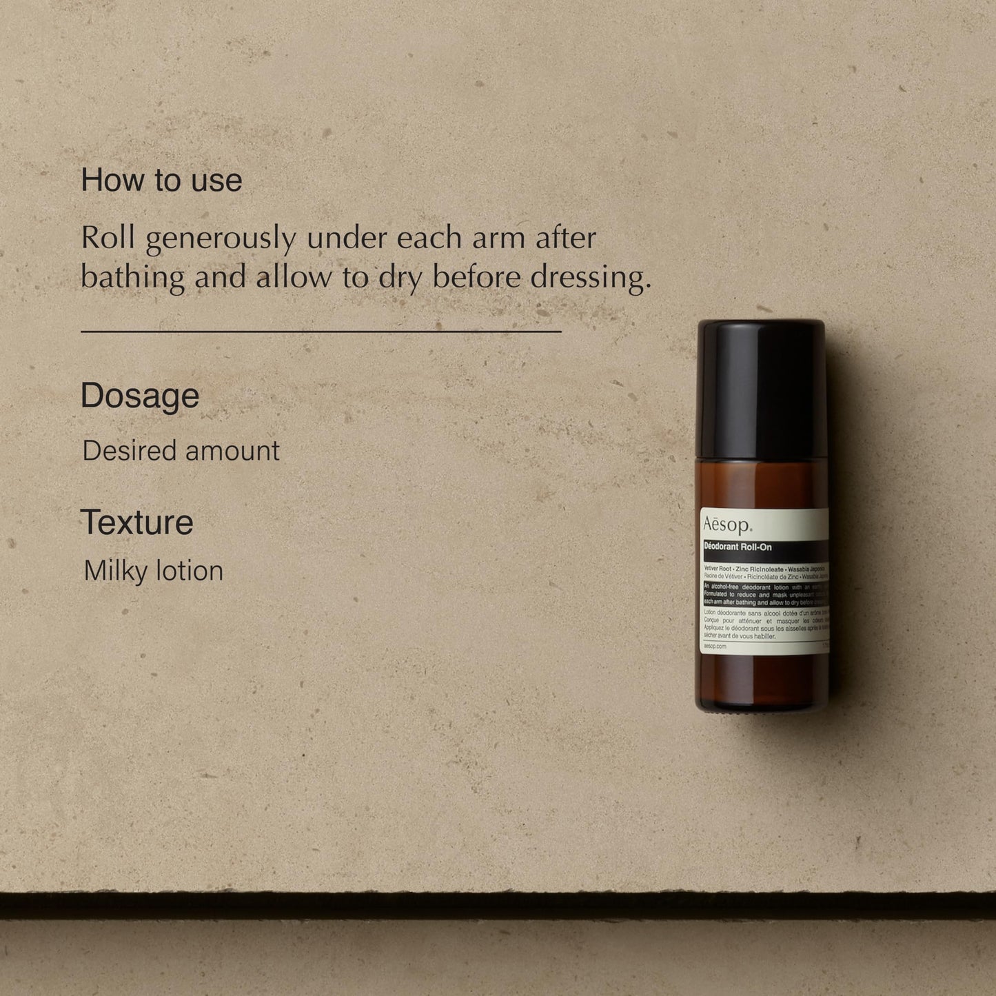 Aesop Aluminum Free Roll On Deodorant for Women & Men | Vetiver, Zinc, and Tea Tree to Reduce Odor | Alcohol-Free Formula for Sensitive Skin | Woody & Earthy | 1.6 oz